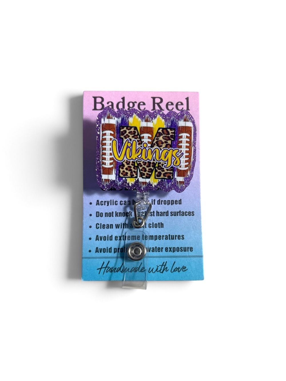 Vikings Purple Acrylic Badge Reel with Clip